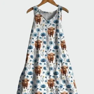 Vestido com Estampa de Vacas