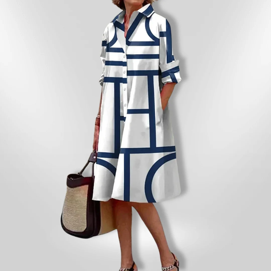 Helen™| Vestido midi com estampa geométrica - Image 5