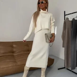 Nicole - Conjunto de malha outono/inverno para mulher