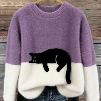 Luna | Camisola Feminino com Gráfico de Gato