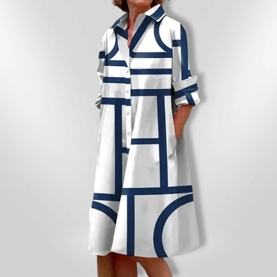 Helen™| Vestido midi com estampa geométrica - Image 4