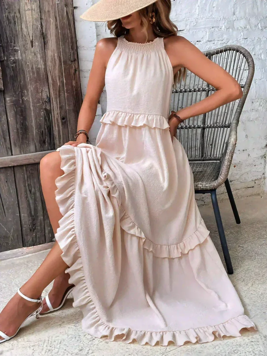 Sarah | Vestido longo com babados e alças finas - Image 5