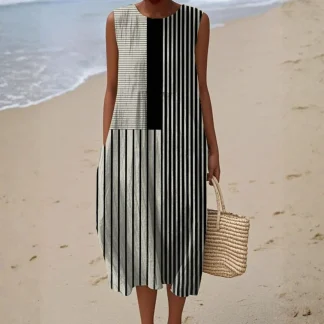 Bárbara - Vestido Listrado Monocromático