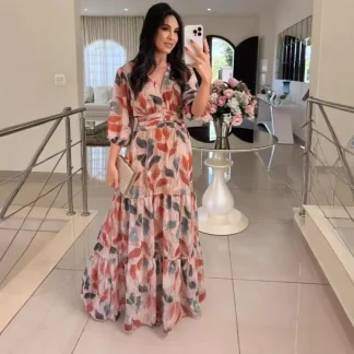 CLAUDIA | Vestido longo floral com caimento confortável para dias elegantes