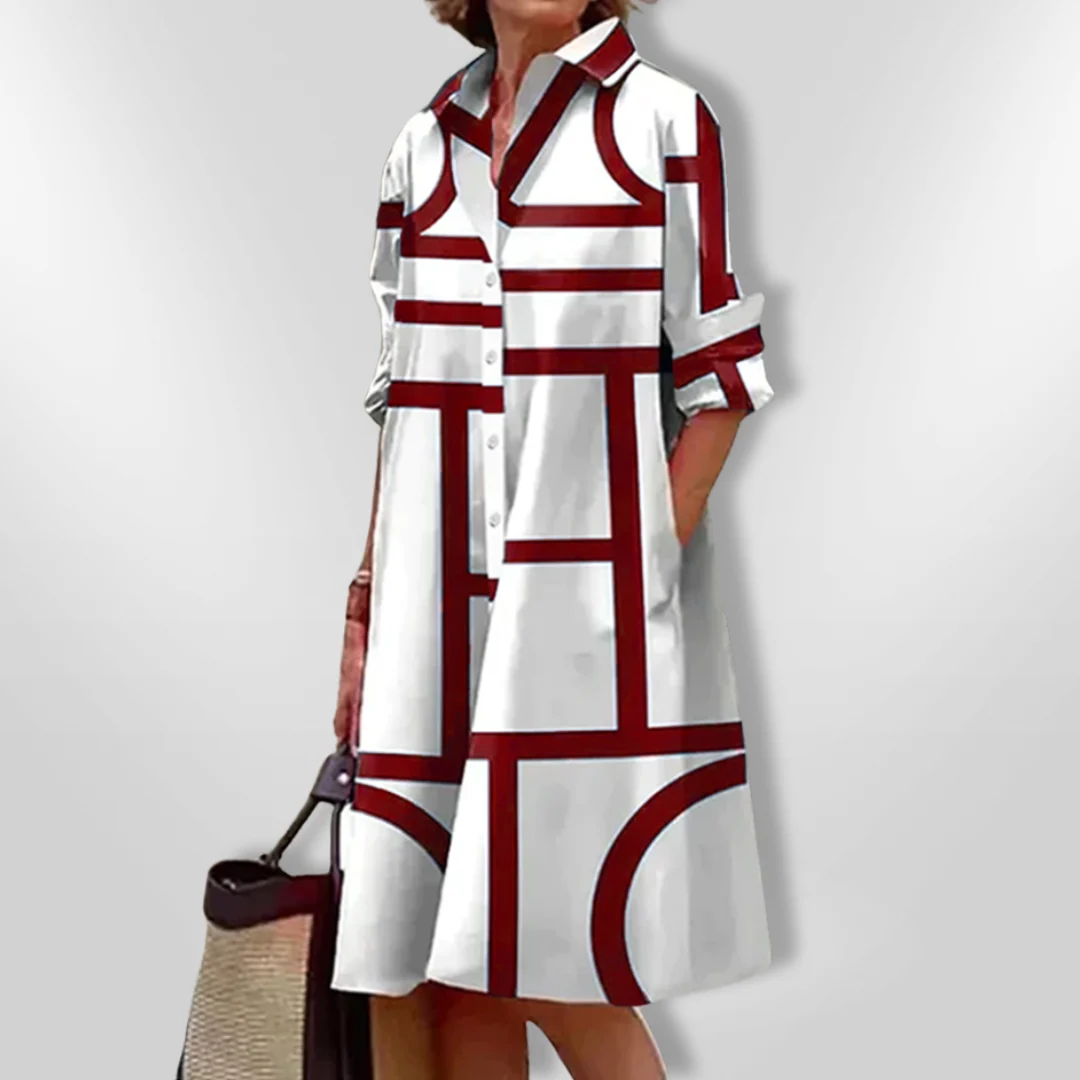 Helen™| Vestido midi com estampa geométrica - Image 6