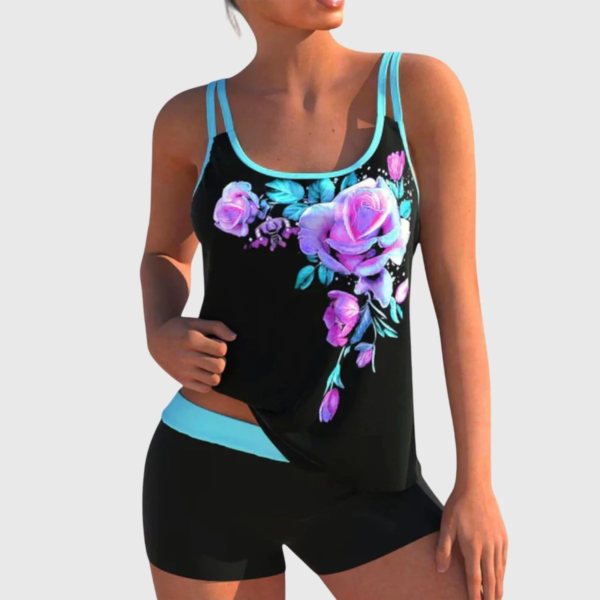 Moda Lusitana - Conjunto de Tankini Floral com Calções - Image 2