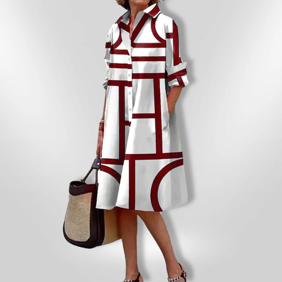 Helen™| Vestido midi com estampa geométrica - Image 3