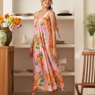 Moda Lusitana - Vestido Midi Josie Rosa