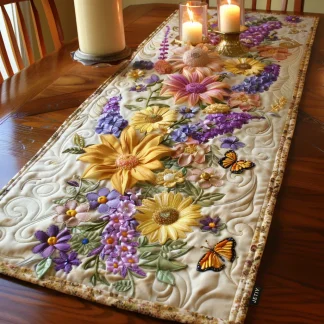 Caminho de Mesa Acolchoado Jardim em Flor