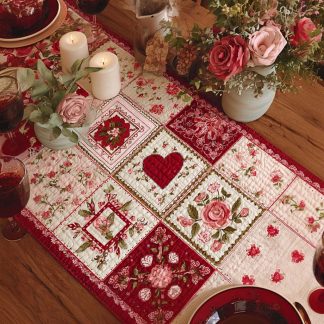 Caminho de Mesa Acolchoado Coração da Casa da Rosa Cor-de-Rosa