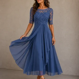 Moda Lusitana - Vestido de Renda e Chiffon