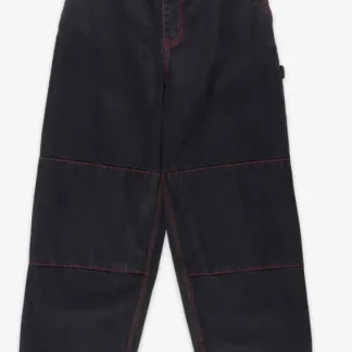 POETIC COLLECTIVE SCULPTOR PANT - BLACK DENIM WASH RED STITCHING