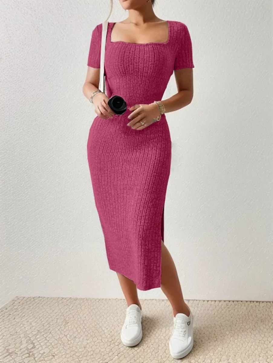 Stefanie® | Vestido de malha com decote quadrado - Image 2