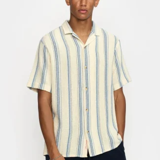 REVOLUTION - Short-sleeved Cuban Shirt / 3163 - Blue