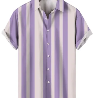 Camisa de verão de manga curta às riscas