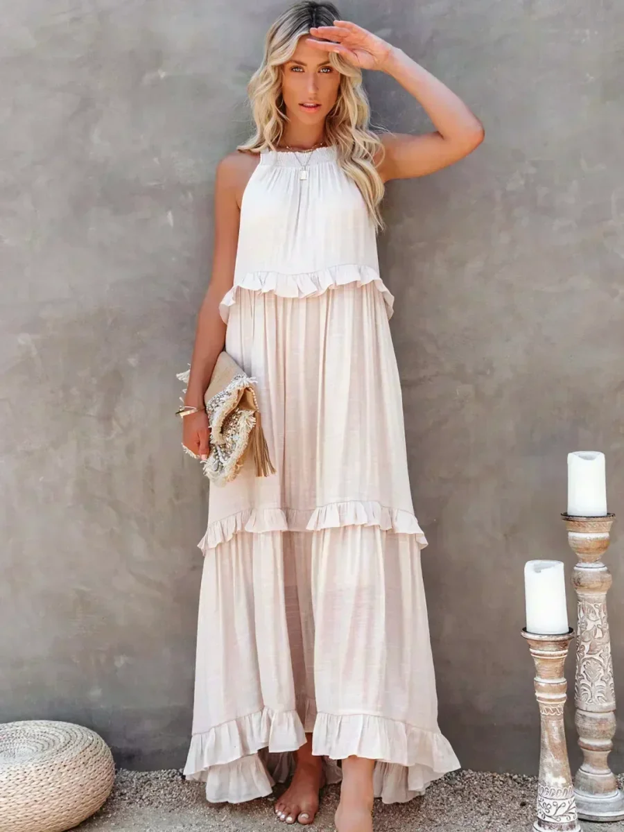 Sarah | Vestido longo com babados e alças finas - Image 2