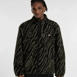 DICKIES MOUNT HOPE PRINTED FLEECE JACKET - Black