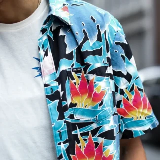 VOLCOM - LEAF PIT FLORAL SHORT SLEEVE SHIRT - BLACK