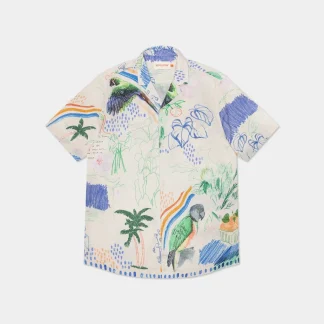 Revolution 3944 Short Sleeved Cuban Shirt - Off White