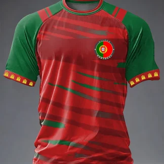 Camiseta casual masculina de manga curta com estampa de futebol português