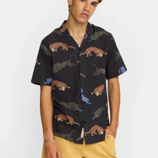 REVOLUTION - SHORT-SLEEVED CUBAN SHIRT 3245 - Black